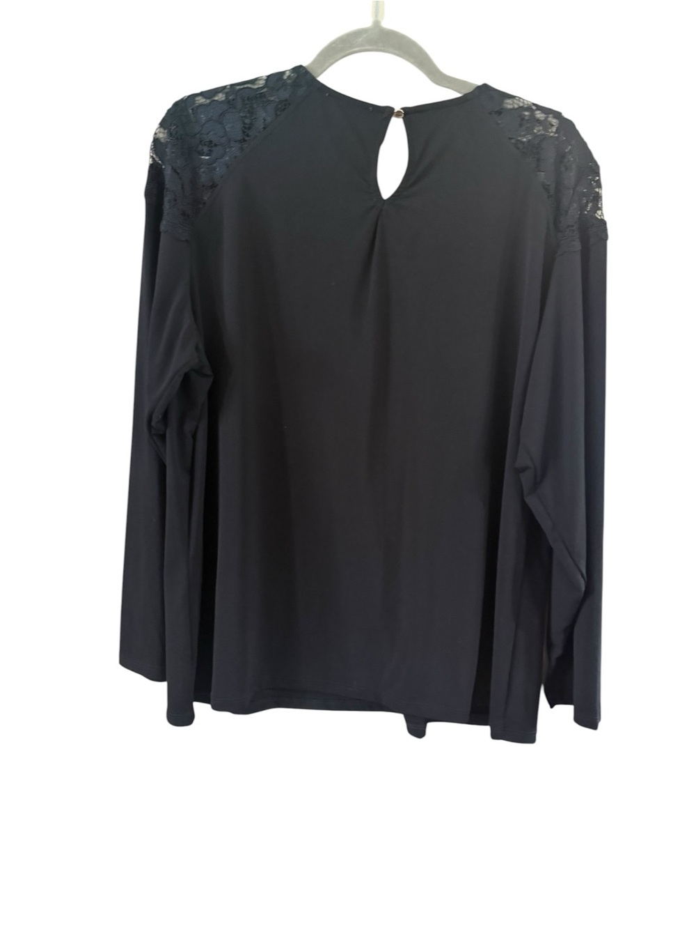 Women's Carmen Marc Valvo Black Lace Detail Blouse, Size 1X - Picture 8 of 8